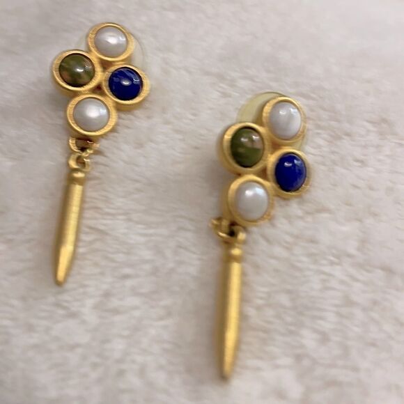 Vintage Y2K Gold Matte Dangling Pierced Earrings - Picture 1 of 13